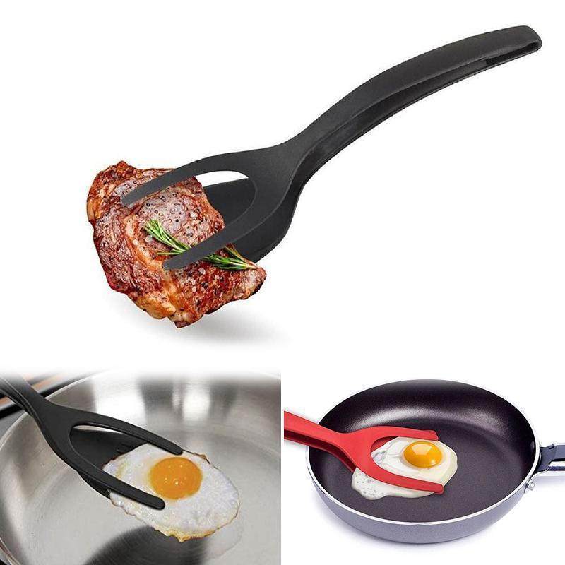 2-in-1 Tongs Handle and Elasticity Spatula