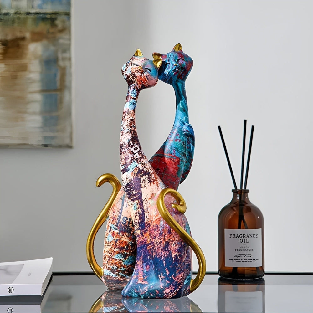 Minimalist Cat Sculpture Duo for Modern Decorative Accents