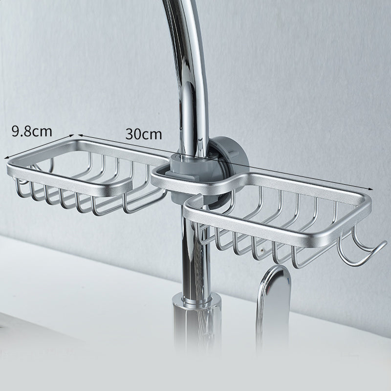 Shower holder for Shampoo & Soap – Stainless Aluminium – Silver or Black – No Drilling