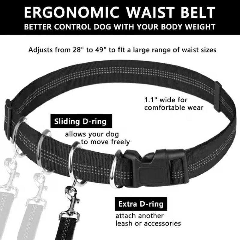 Hands Free Dog Leash with Zipper Bag