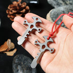 Titanium Cross Multi-Tool Keychain - Portable Pry Bar, Bottle Opener & Serrated Necklace