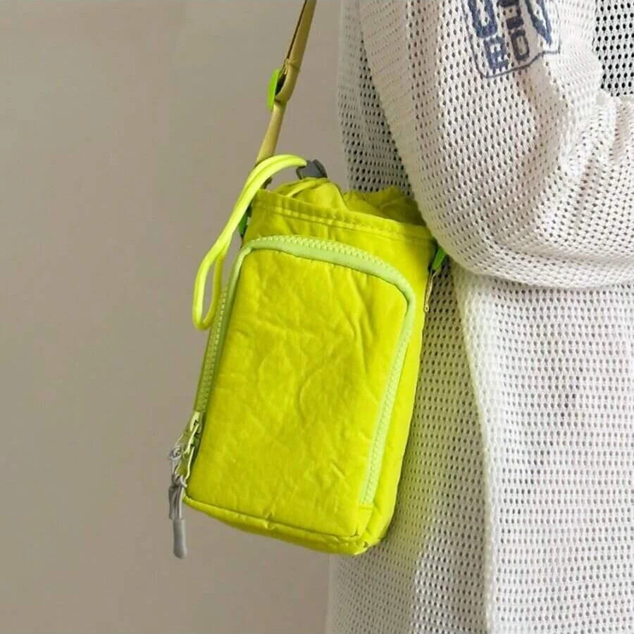 Water-Resistant Crossbody Water Bottle Bag with Front Pocket