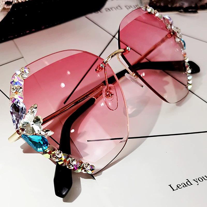 2022 Vintage Fashion Rimless Crystal Sunglasses