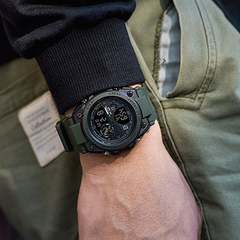 Men's Double Display Waterproof Luminous Watch
