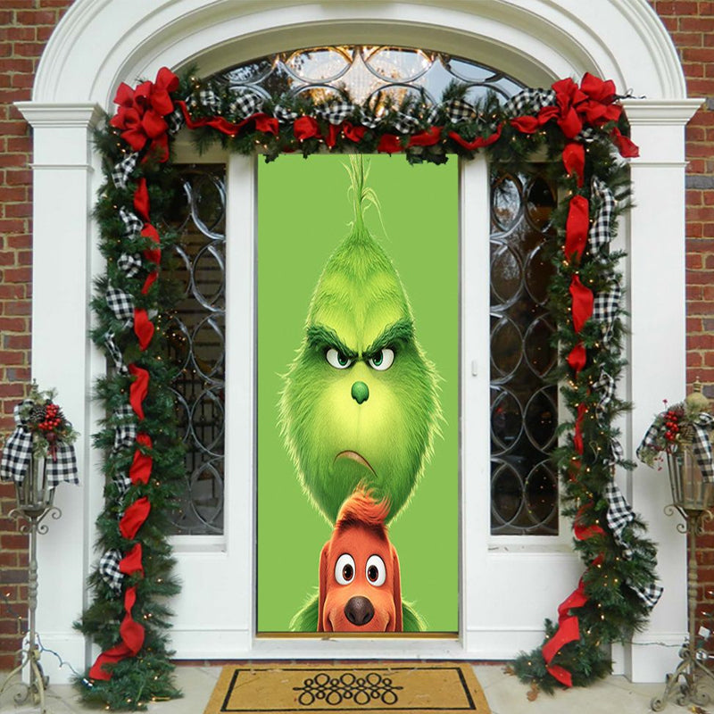Christmas Door Decoration | Fabric Door Cover | Washable & Reusable