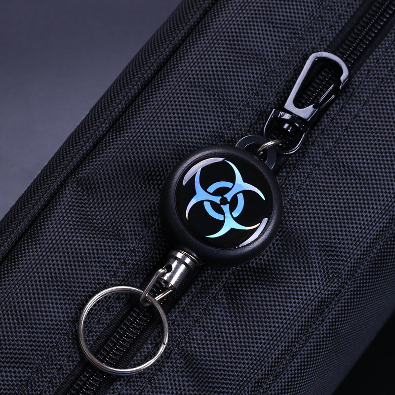 Keychain with retractable wire cable
