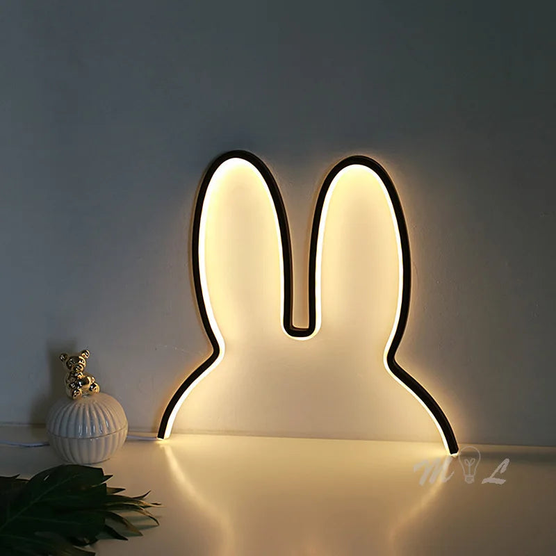 USB rechargeable rabbit night light with color change function