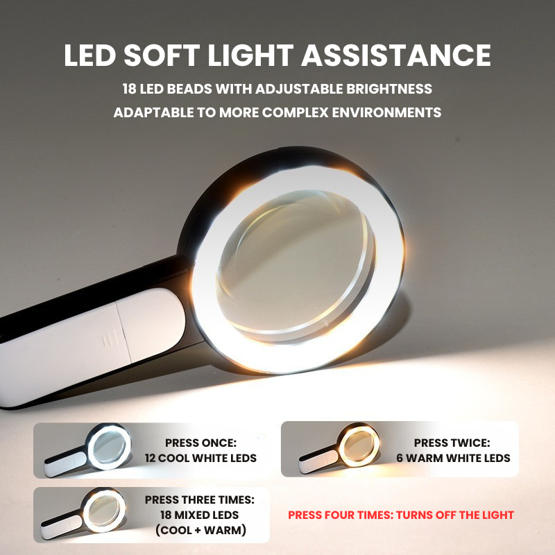 30X Optical Handheld Magnifier for Seniors