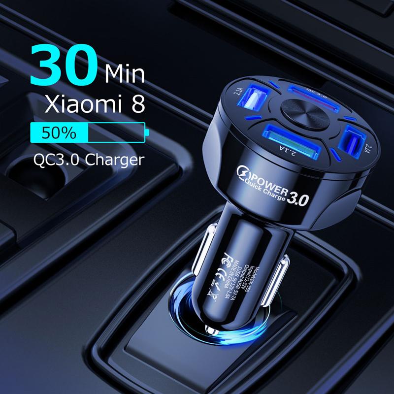 4 Ports USB Car Charger Fast Charging
