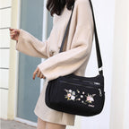 Embroidered Flower Shoulder Bag