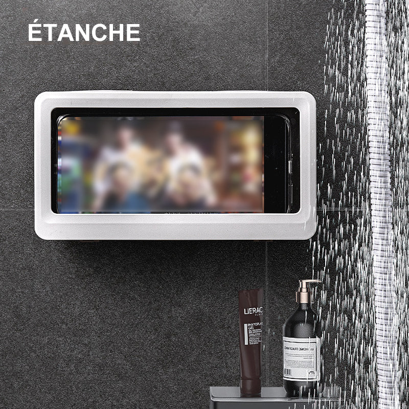 Waterproof phone holder for the bathroom