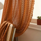Amber Glow Boho Crochet Window Curtain Panel