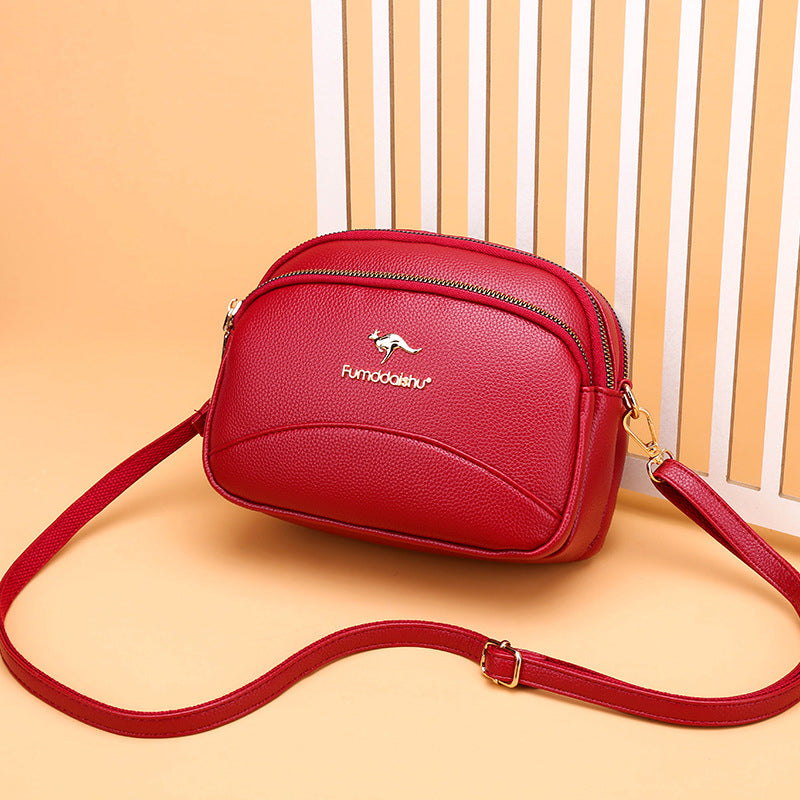 Soft Leather Multi-Pocket Shoulder Bag