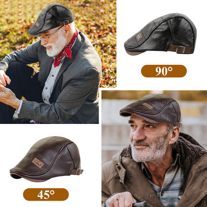 ElderLux Plush Leather Beret | Cozy elegance for a warm winter experience