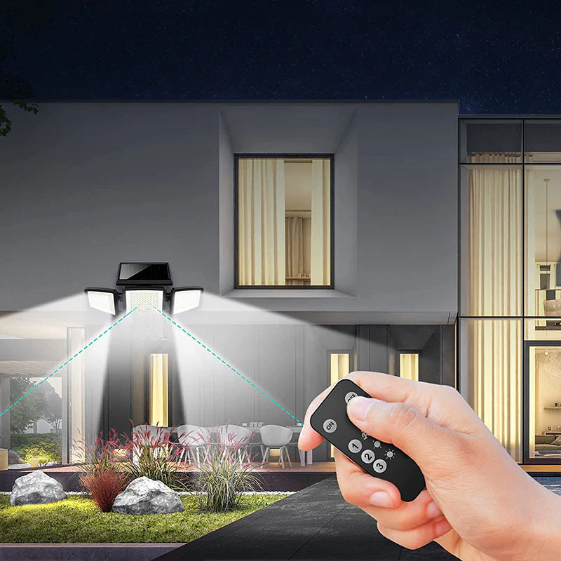 Solar-powered security light with motion detector – LED outdoor spotlight for home and garden