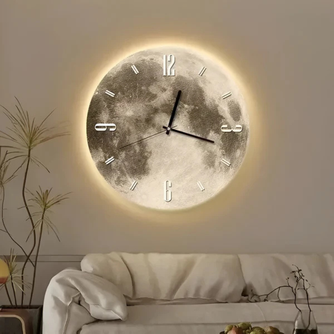 Decorative Large Wall Clock with Moon Motif