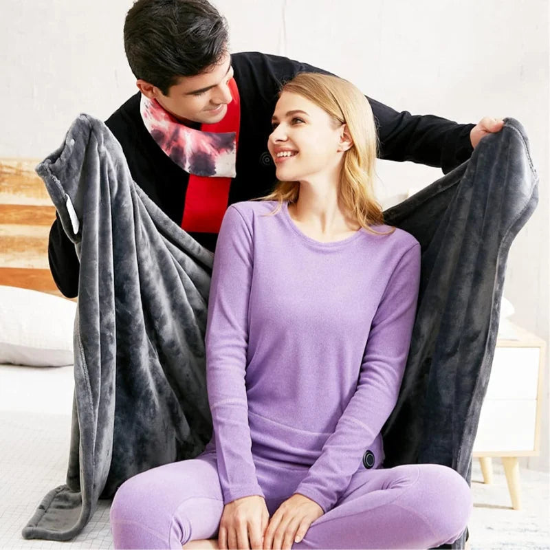 Soft Coral Velvet Portable Heated Shawl