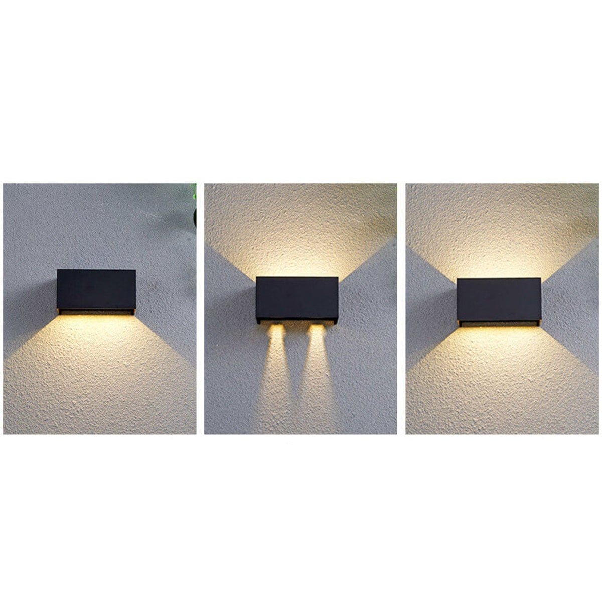 Modern waterproof rectangular LED wall light for outdoor use with up and down lighting