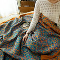 Orange & Blue Pattern Six-Layer Cotton Quilt - TerraLoom
