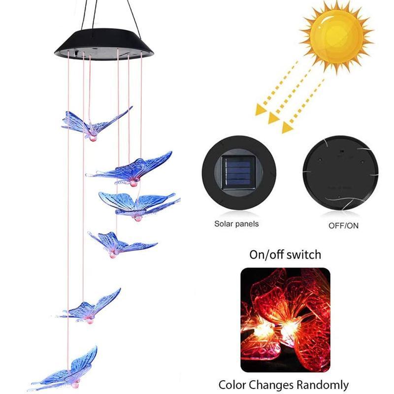 Solar-powered butterfly lights