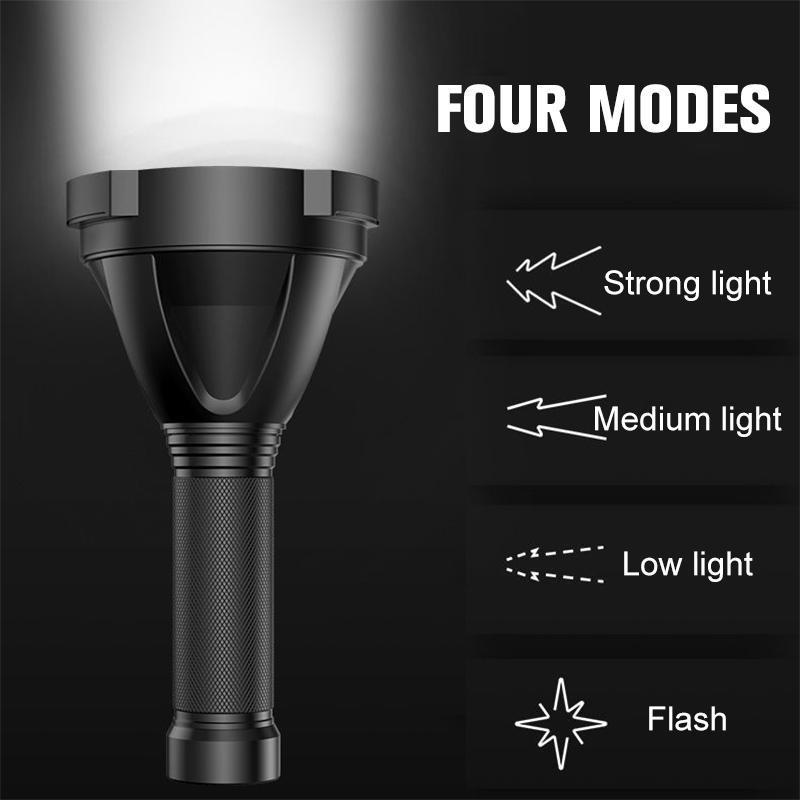 High-Power Waterproof LED Flashlight | 30,000–50,000 Lumens Rechargeable Torch