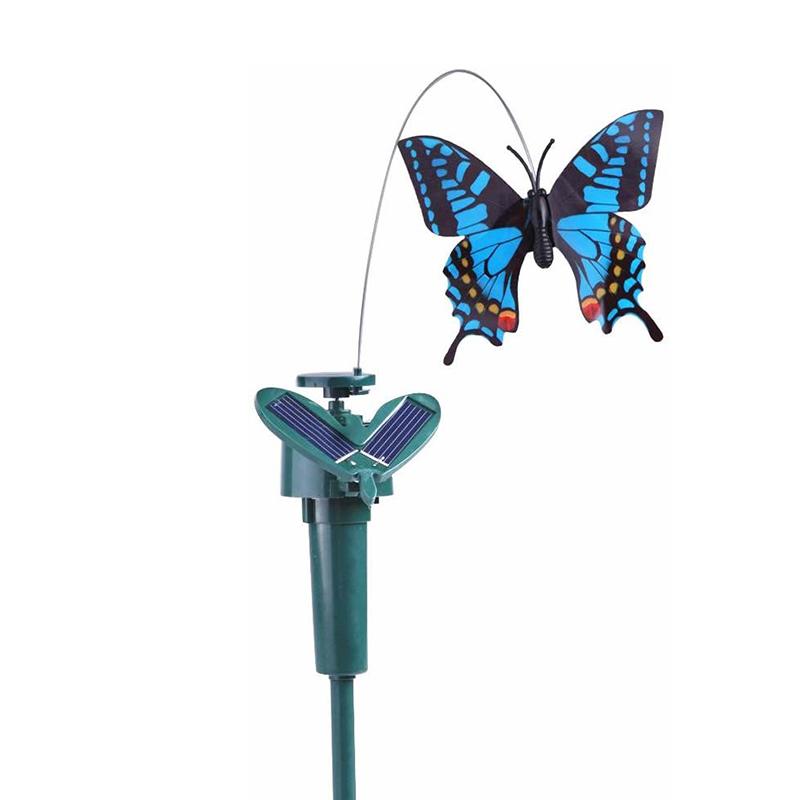 Solar-powered dancing hummingbird and butterfly