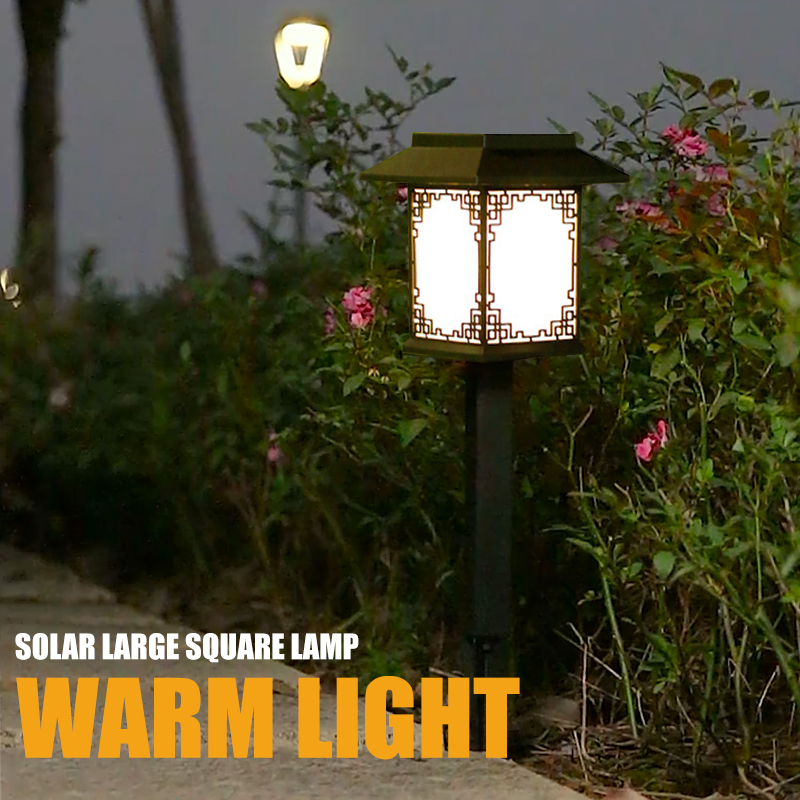 Solar LED Garden Lamp – Large Square Lamp with Warm Light and Dual Use