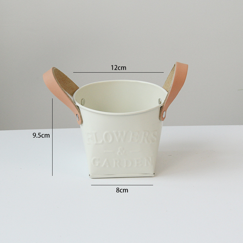 Decorative plant pots with leather handles – flower pots for home and garden