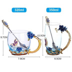 Enamel Rose Glass Tea Cup Set (With Spoon)