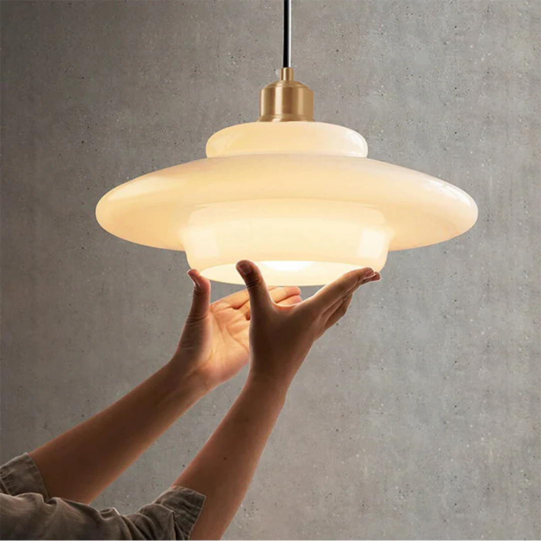 White Glass Pendant Lamp for Dining Room and Kitchen