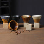 Coarse Pottery Coffee Mug with Base Conical Couture Cup & Base Set