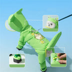 Dog Animal Shaped Overall Raincoat Waterproof Cover Including Tail