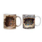 3D bookshelf mug