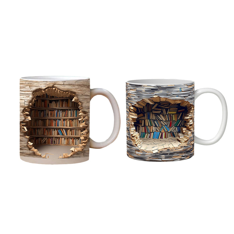 3D bookshelf mug