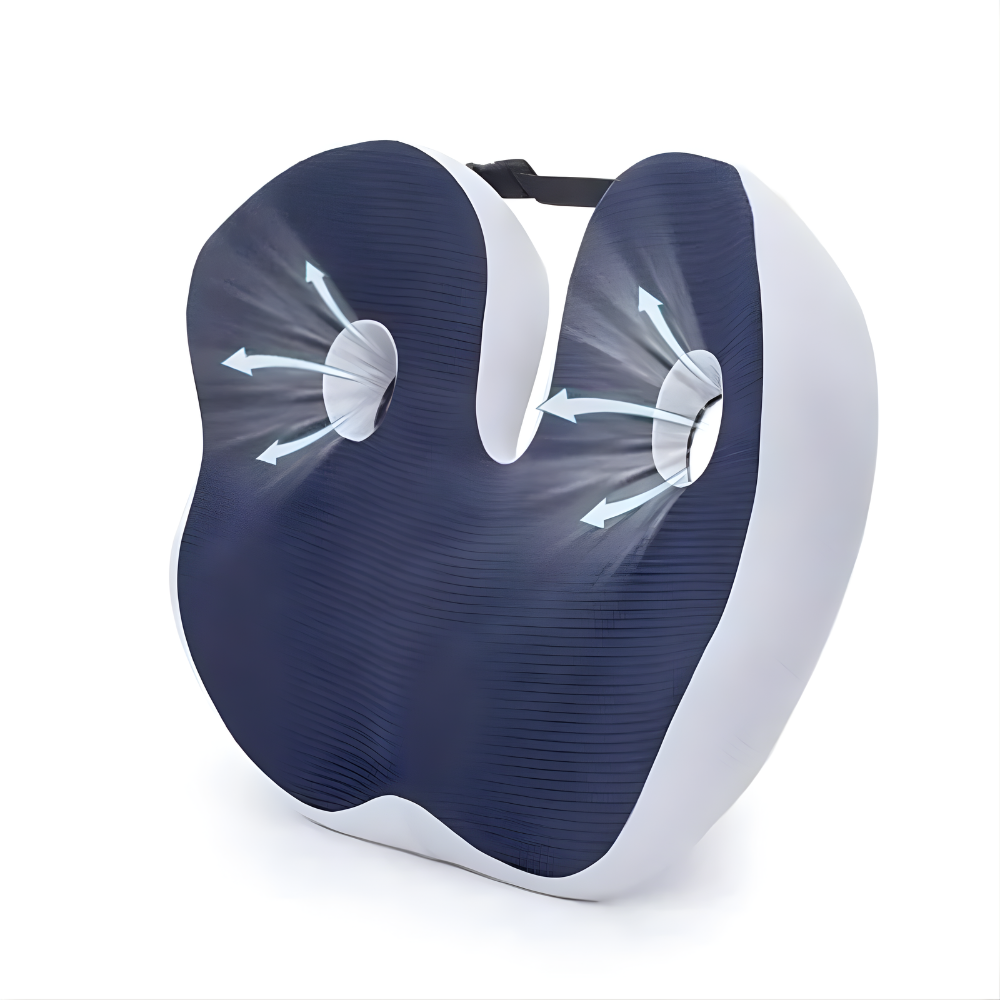 Adjustable Memory Foam Seat Cushion with Breathable Cover and Non-Slip Base