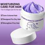 Purple keratin hair mask - locks in color and neutralizes brassiness and yellow tones for blonde silver-gray hair with light highlights