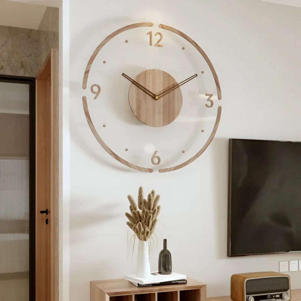 Silent Wall Clock Wood Light – Modern Clock with Acrylic Design for Living Room