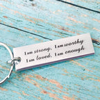 Stainless Steel "I am strong" Keychain