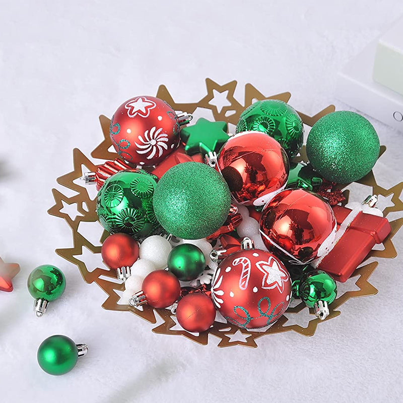 Christmas Ball Ornaments with Hanging Hooks, Multi-Piece Sets