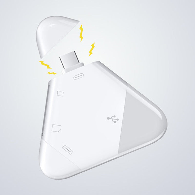 3-in-1 SD/TF Card Reader with USB, Type-C & Lightning Connectors, for SD & TF Cards
