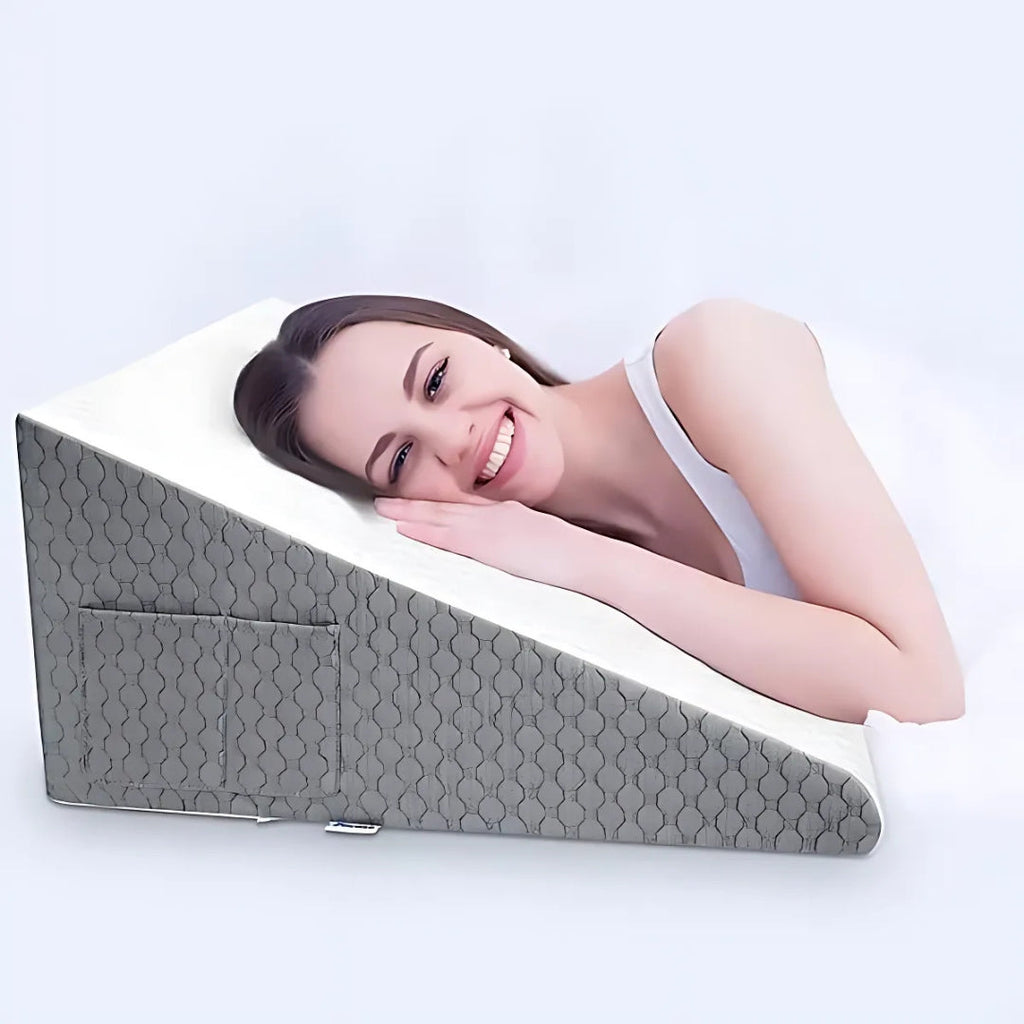 OrthoComfort | Triangle Wedge Pillow – Memory Foam – Extra Support for Heartburn – Sleep Apnea – Back Pain – Post-Surgery Recovery