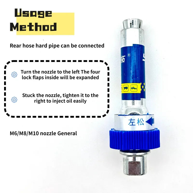 High-Pressure Grease Coupler - Heavy-Duty Fittings Adapter for Grease Guns, Fast Lock and Release Nozzles (Universal Fit)