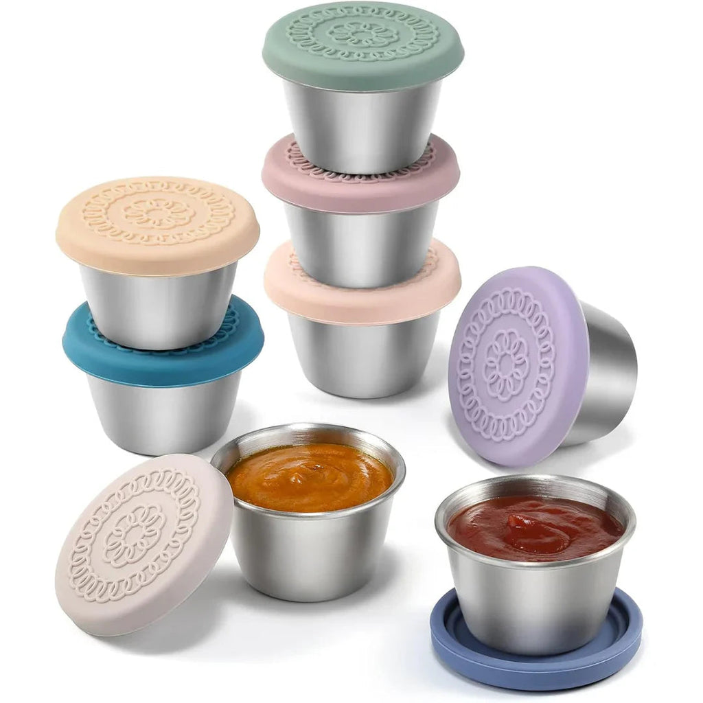 Airtight Stainless Steel Sauce Containers (Set of 6)