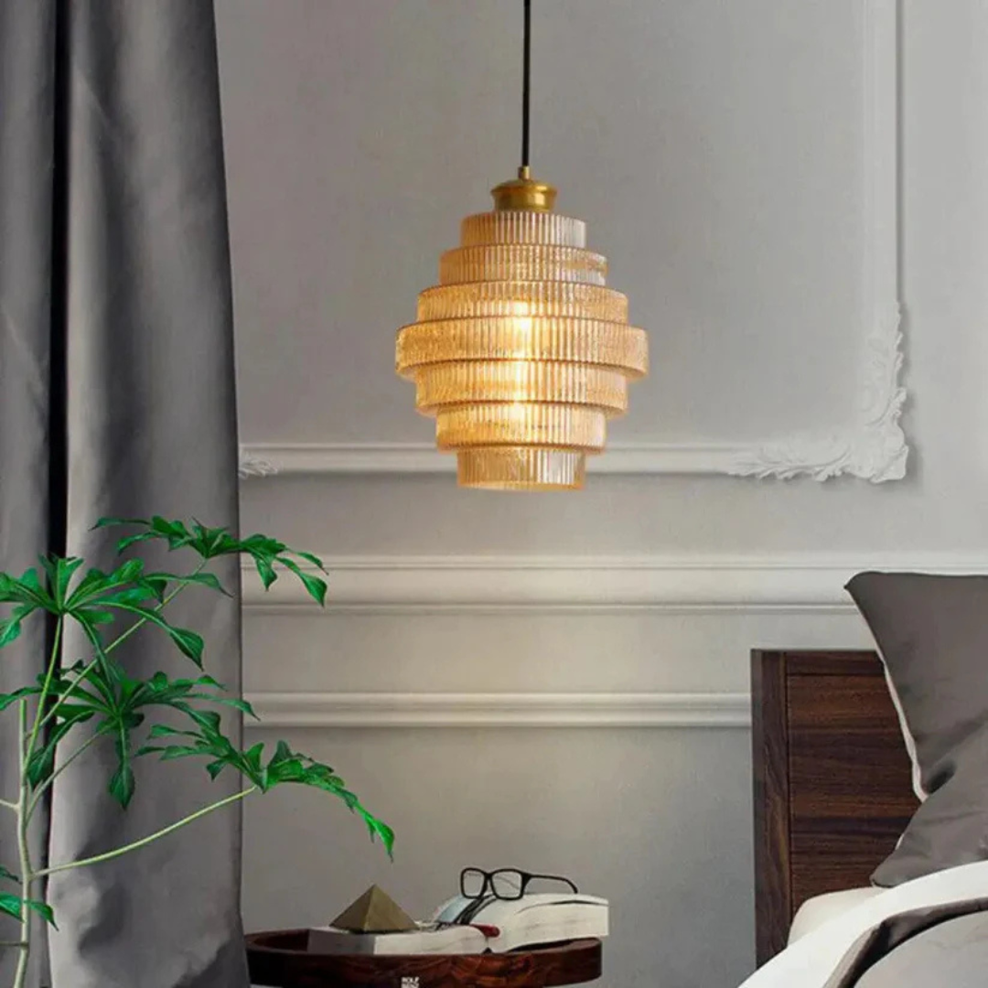Retro Glass and Brass Pendant Lamp for Living Room or Dining Table