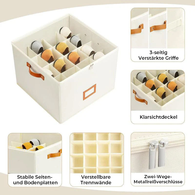 Collapsible Shoe Organizer Box with Transparent Lid and Dividers