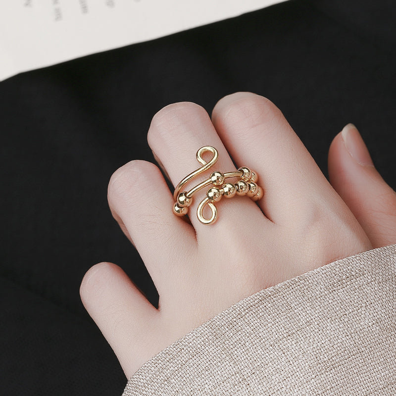Distribute Your Fear Circle Beads Fidget Ring