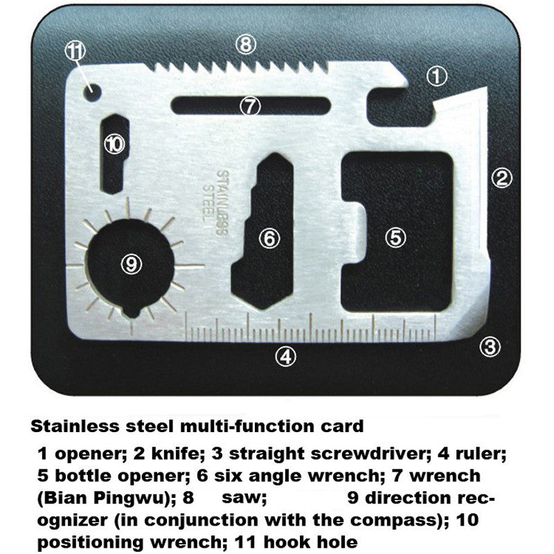 Portable SOS survival kit with 8 tools