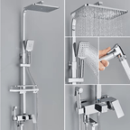 RainFlow Luxe Rain Shower Set – adjustable brass shower fixture with 4 functions