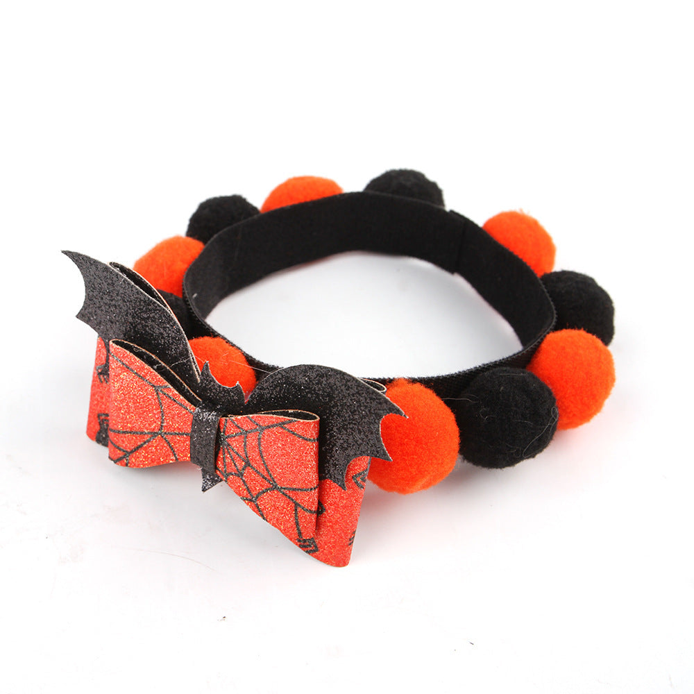 Halloween Pet Collar – Adjustable Dog and Cat Neck with Pumpkin and Skull Designs