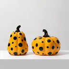 Polka Dot Resin Pumpkin Decor | Glossy Fall Ornament Set | Durable Sculpted Finish | PumpkinCharm